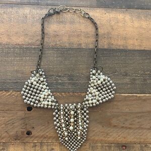 Pam Hiran Pearl and Silver Statement Necklace
